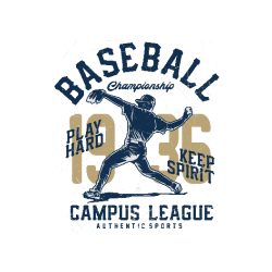 ilustración gráfica de un jugador de béisbol con texto "Baseball Championship"